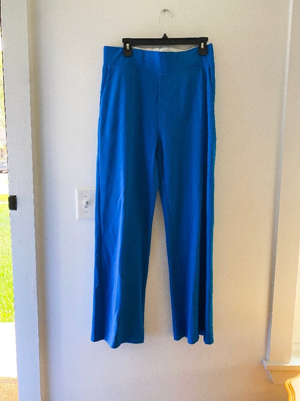GRACIA Vibrant Royal Blue High-Waisted Wide-Leg Ponte Pants